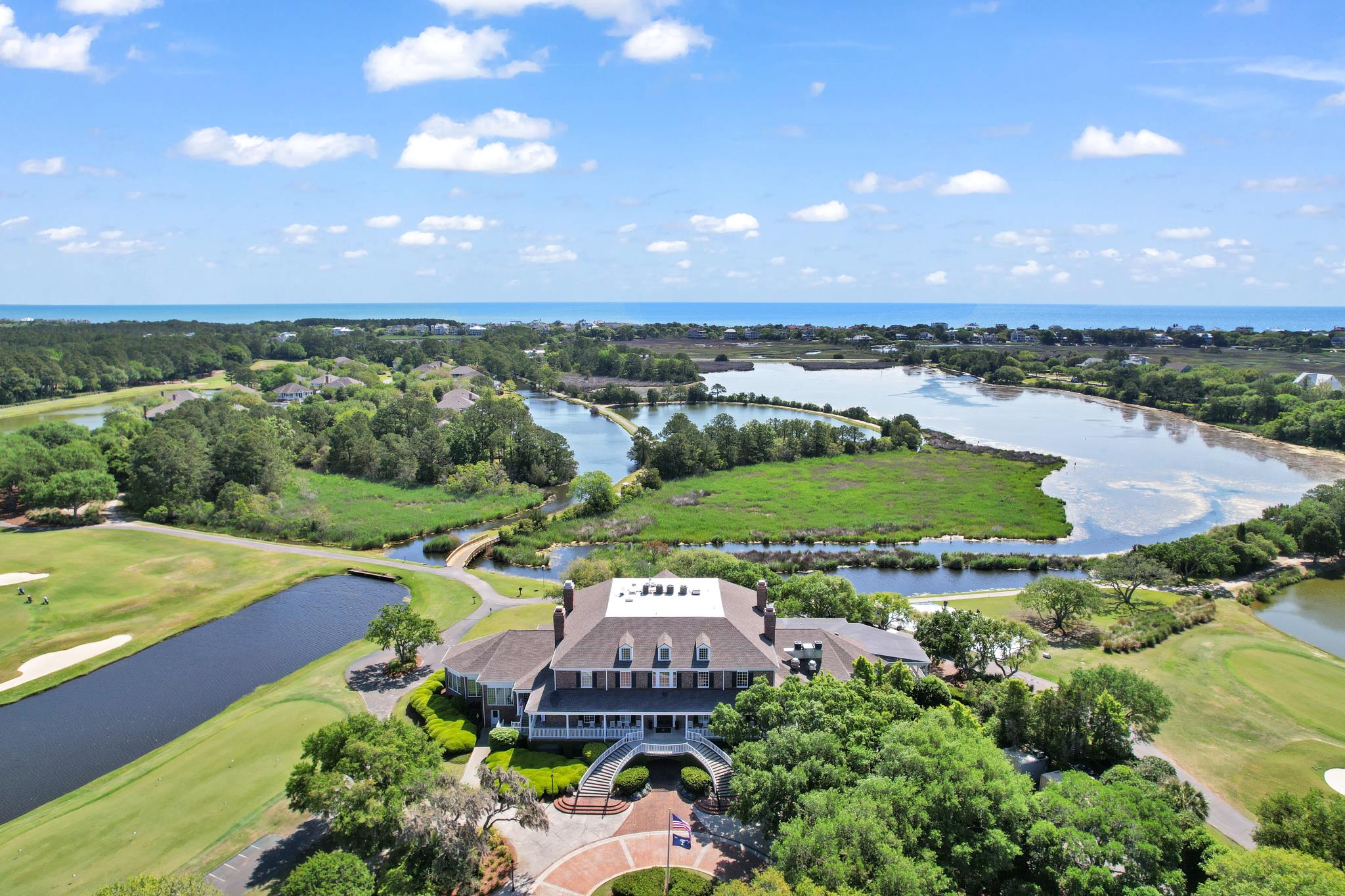 overhead view of Debordieu Club and surrounding landscape